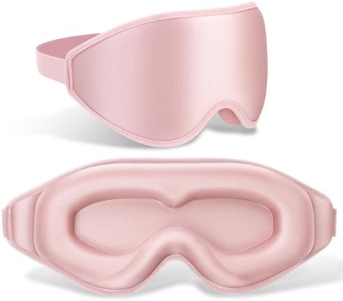FlyCoco 99% Fully Block Out Light Eye Sleep Mask, 3D Deep Contoured Eyes Cover Zero Pressure, Long Lash Extension Eyes Mask with Adjustable Straps for Sleeping Travel Home Nap Rest Women Men (Pink) by Unknown