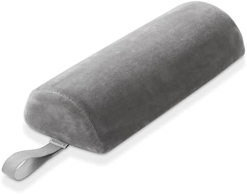 Saloniture Half Round Neck Massage Table Bolster Pillow Pad - 13 x 6 x 3 Inch - Gray Velour by Saloniture