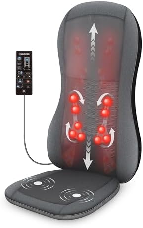 COMFIER Shiatsu Back Massager with Heat, 2D/3D Massage Chair Pad, Full Back Seat Cushion with 10 Nodes, Deep Tissue Rolling & Kneading for Neck, Shoulders & Lumbar, Vibration Seat for Home & Office by COMFIER