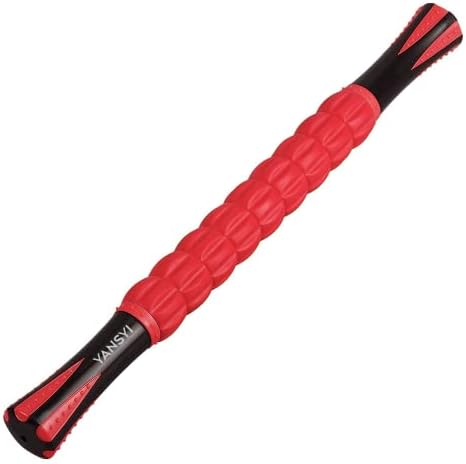 YANSYI Professional 9-Roller Deep Tissue Massage Stick - Portable Muscle Recovery Roller for Athletes, Relieves Post-Workout Soreness & Leg/Back Pain - Portable Physio Tool (Red) by YANSYI