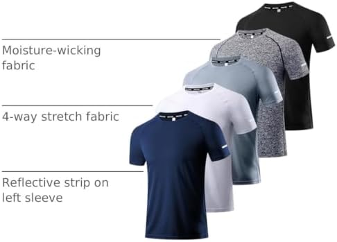 Boyzn 1, 3, 5 or 7 Pack Men's Workout Running Shirts, Dry Fit Moisture Wicking T-Shirt, Gym Athletic Short Sleeve Tee Shirts - Image 4