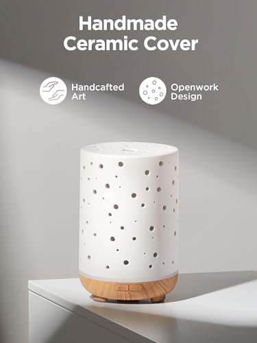 InnoGear 150ml Ceramic Essential Oil Diffusers for Home Aroma Scent, White - Image 2