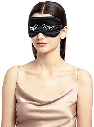 100% Mulberry Silk Sleep Mask Blackout, Cute Natural Sleeping Mask with Adjustable Elastic Strap, Satin Eye Cover for Men Women Adults (White Eyelashes) - Image 4