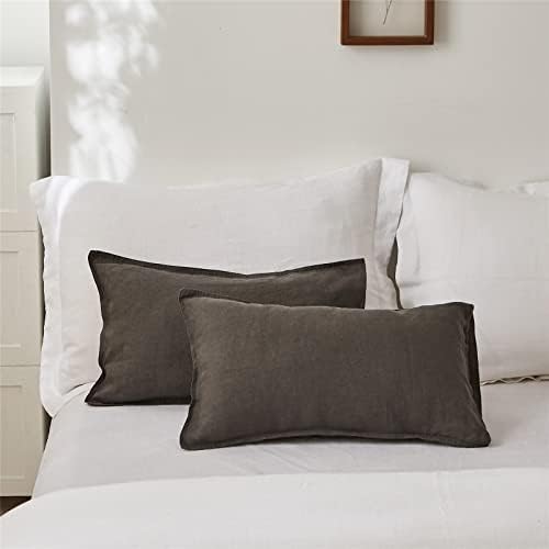 Simple&Opulence 100% Linen Lumbar Pillow Cover 12 x 20 Inches Set of 2 Rectangular Decorative Throw Cushion Cover for Couch Sofa Bed Living Room Office Soft Breathable Farmhouse - Dark Grey - Image 5