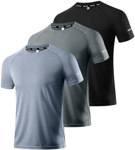 Boyzn 1, 3, 5 or 7 Pack Men's Workout Running Shirts, Dry Fit Moisture Wicking T-Shirt, Gym Athletic Short Sleeve Tee Shirts by Boyzn