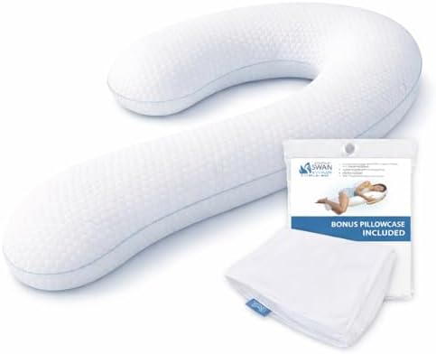 Contour Cool XL Swan Shaped Side Sleeper Pillow | Orthopedic Body Pillow for Tall Sleepers | Cooling XL Pillow Pillow Case | Body Pillow for Back Pain - 1 Pack by Contour
