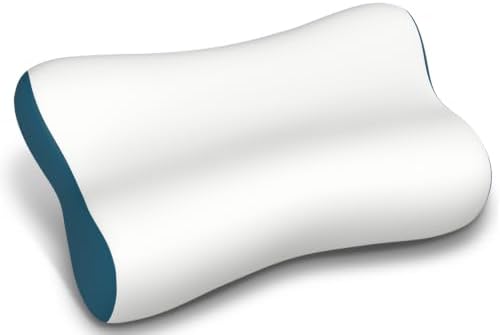 Cervical Neck Pillow for Pain Relief, Contour Memory Foam Pillows for Sleeping, Ergonomic Pillow Orthopedic Cooling Pillow Bed Pillow Neck Support for Side Back Stomach Sleepers(White&Blue) by Polovo
