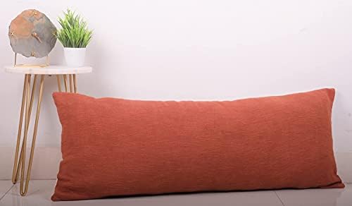Trade Star Handmade Throw Pillow Cover Handloomed Cushion Case 100% Cotton Cushion Cover Designer Cushion Cover Luxurious Pillow Cover Decorative Oblong for Living Room (Rust Solid 14X36 INCHES) - Image 4