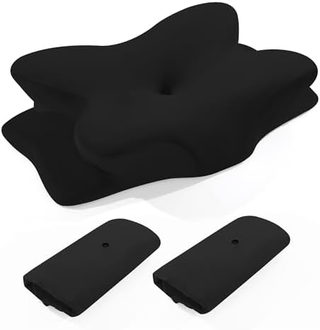 BALAPET 2 Pcs Velvet Cervical Neck Pillow Case, Soft Elasticity Pillowcase for Ergonomic Cervical Neck Pillow,Fuzzy Warm Flannel Pillow Cases with Zipper, Cover Only(Black) by BALAPET