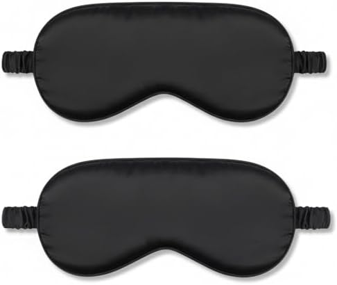 2Pack Silk Sleep Mask,Eye Mask for Sleeping,Elastic Blackout Eye Mask & Blindfold for Full Night's Sleep,Travel and Nap(Black) by IEKEODI