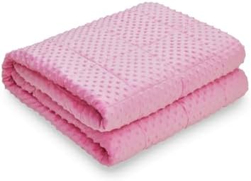 TONGDADA Minky Weighted Blanket | 40''x60'',10lbs | Cozy and Soft Minky Weighted Throw Blanket | Luxury Velvet with Premium Glass Beads | Pink Minky - Image 3