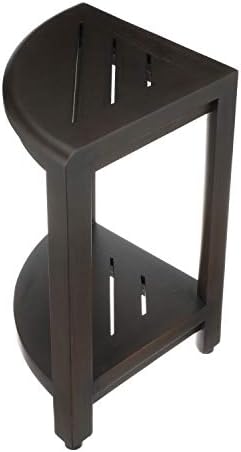 Decoteak 2-Tier Teak Corner Shower Shelf with Shaving Foot Rest - Image 6