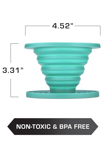 COLETTI Sierra Camping Pour Over Coffee Dripper — Collapsible Pour Over Coffee Dripper — Includes Pack of Paper Filters [Teal, Pack of 1] - Image 6