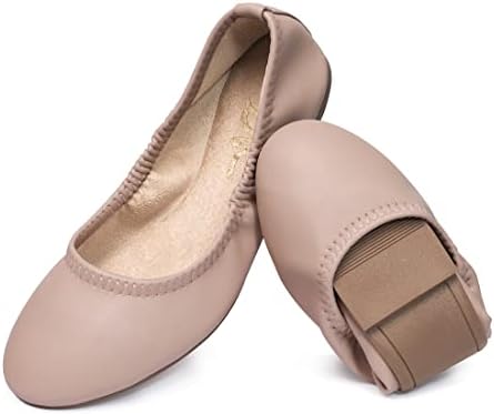 LM Women's Ballet Flats Round Toe Slip On Flats Shoes Casual Dress Shoes Foldable Portable Travel Ballet Flat by LM