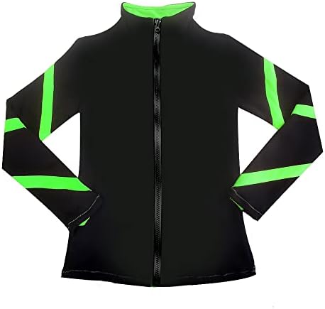 LIUHUO Girls Ice Skating Jackets Women Stripes Training Practice Figure Skating Tops Costs Fleece by LIUHUO