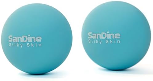 Lacrosse Massage Balls for Deep Tissue Massage - Release Tension Relieve Muscle Soreness Improve Flexibility - Ideal for Myofascial Release Trigger Point Therapy - 2Pack Yoga Balls by Sandine (Blue) by SanDineSilkySkin
