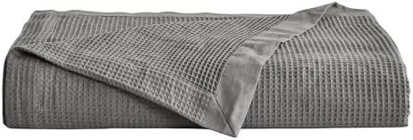 Great Bay Home 100% Cotton Blanket for Twin Size Bed | Lightweight and Breathable Waffle Weave Blankets for Summer & Spring | Versatile, Layering Grey Bed Blanket, Light Grey, 90x66 inches - Image 3