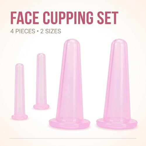 BWESOO 4Pcs Massage Cupping Set Silicone Mini Facial Cups Face Massager Helper Skin Care Neck Back Eyes Massaging Cup Safe to Use, Don't Worry About Burns Health Care Products (Pink) - Image 3
