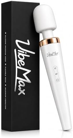 VibeMax Rechargeable Handheld Wand Massager – Powerful Deep Tissue Muscle Therapy Device with Soft Silicone Head, Multi-Speed Vibrations, Quiet, Portable for Back, Neck, Shoulders & Body by VibeMax