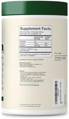 Great Lakes Wellness Collagen Peptides Powder – Supports Skin, Hair, Nails, Joints & Digestion – Hydrolyzed, Non-GMO, Keto & Kosher – Pure Collagen Protein (16 oz, 22 Servings) Packaging may vary - Image 3