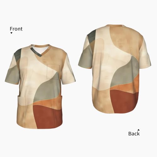 Men's Scrub Top,V-Neck Spill Wrinkle Resistant,3 Pockets-Minimal Abstract Shapes (8) - Image 4