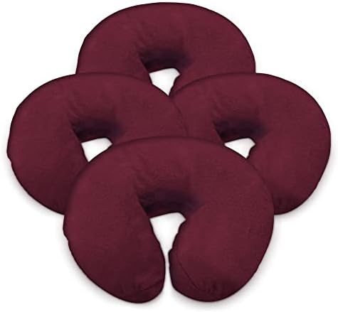LONDON LINENS Premium Extra Thick 100% Cotton Flannel Massage Face Cradle Cover, Includes 4pcs (4, Burgundy) by LONDONLINENS