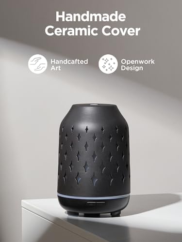 InnoGear 150ml Ceramic Essential Oil Diffusers for Home Humifidier, Black - Image 2
