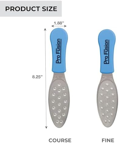 ForPro Pro Fusion Stainless Steel Pedi File - Coarse, Double-Sided Professional Quality - Blue Handle Pedicure File for Heels and Feet - 8.25” L - Image 2