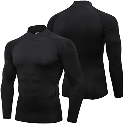 SPVISE Men's Compression Shirts Long Sleeve Mock Turtleneck Workout Tops - Image 7