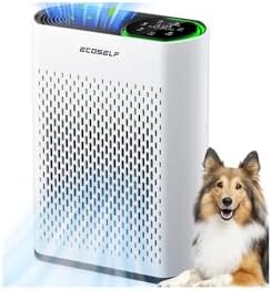 Air Purifier for Large Room, Cleans 2,400 ft² in 30 Mins, 3-Stage True HEPA, 360° Airflow, Large Touch Display Control, Real-Time Air Quality (PM2.5) Display, Ultra-Quiet 20dB Sleep Mode, HAP602 White by ECOSELF