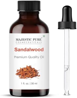 Majestic Pure Essential Oil with Glass Dropper - 100% Pure and Natural - Essential Oils for Diffuser, Aromatherapy, Soap and Candle Making, Sandalwood Essential Oil, Sandalwood Oil, 1 Fl Oz by BeautyandPersonalCare