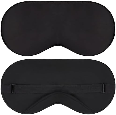 Sleep Mask - Black, 100% Tencel Derived from Natural Wood Pulp - Lightweight Eye Mask with Adjustable Strap - Blackout Blindfold for Women & Men - Comfortable Light Blocking Eye Cover by VeganSilk