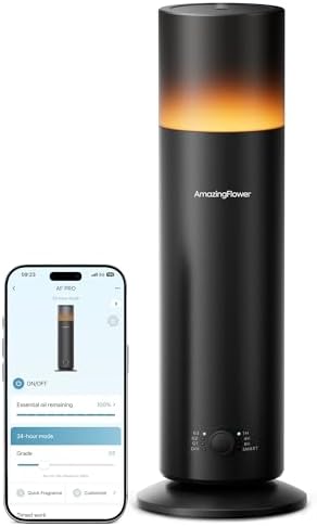 Waterless Essential Oil Diffuser with App Control for Home, Black by AMAZINGFLOWER