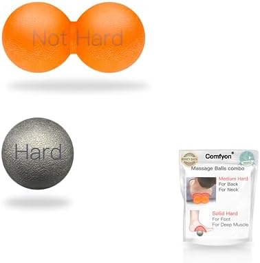 Hard Lacrosse Ball + Soft Peanut Massage Ball Set – Deep Tissue & Trigger Point Tool for Plantar Fasciitis Relief, QL, Iliacus, Glutes, Neck, Hamstrings, Hip Flexors & Myofascial Release by Comfyon