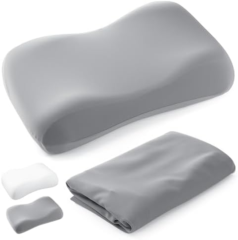 Mindsoft Cooling Sleep Cervical Neck Pillowcase (Only Pillowcase) Breathable Cold Pillow Cover for Side & Back Sleepers Orthopedic Cervical Shape(Gray) by Mindsoft