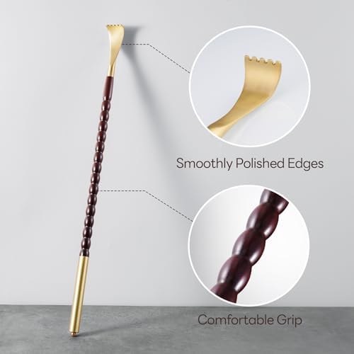 Tomorotec Back Scratcher Massager, Ebony Wood Brass Head Itch Relief 17.5" - Image 5
