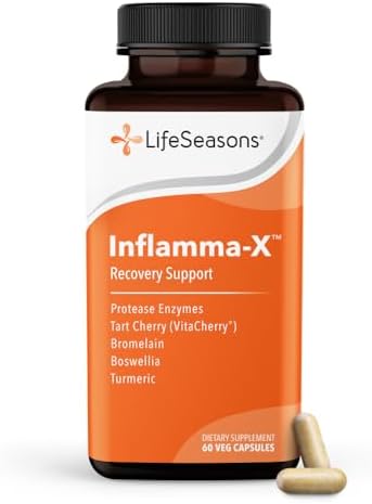 LifeSeasons Inflamma-X Joint & Tissue Support Supplement – Supports Muscle Comfort, Recovery & Flexibility – Herbal Formula with Turmeric, Bromlein, Boswellia & Protease Enzymes – 60 Capsules by LifeSeasons
