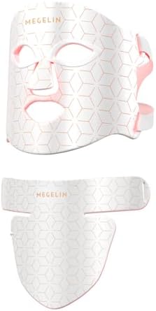 MEGELIN Led Red Light Therapy Face & Neck Mask, 7 Colors Led Light Therapy Facial Mask, Infrared Red Light Therapy Mask, Infrared Light Skin Rejuvenation(White) by MEGELIN
