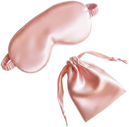 [1 Pack] QSYW Sleep Masks, Satin Eye Mask for Sleeping - Silky Eye Masks Bulk with Storage Bag & Elastic Strap,Pink by QSYW