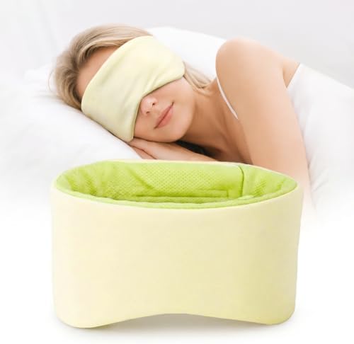 Sleep Mask for Women Men, Reversible Eye Mask Sleeping with Cozy & Cooling Sides, Adjustable Velcro Band, Blackout Face-Hugging Padded Eye Cover for Sleeping Travel Office, Cyan/Yellow by Gizmolet