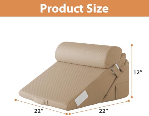 BIEEZZK Wedge Pillow Set for After Surgery, Wedge Pillow for Acid Reflux, Bed Wedge Pillow with Adjustable 9&12inch for Headboard,Sleeping, Orthopedic Memory Foam for Neck&Back Support, Brown - Image 2