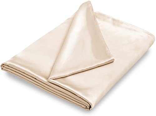 NSGZ Satin Duvet Cover for Weighted Blanket, 60x80, 8 Ties, Khaki by NSGZ