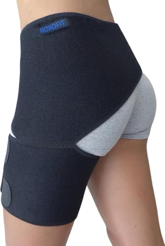 ROXOFIT Hip Brace for Sciatica Pain Relief, Thigh, Hamstring, Groin Pull - Compression Support Wrap Sleeve for Sciatic Nerve, SI Joint, Hip Bursitis, Pulled Muscles for Men, Women by ROXOFIT