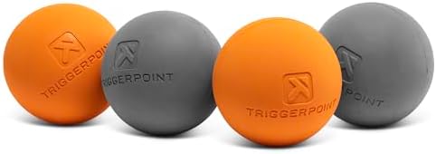 TRIGGERPOINT Foundation Massage Therapy Balls – Medium-Density Ball Massager for Back & Foot Pain Relief, Trigger Point Myofascial Tool for Yoga, Exercise & Physical Therapy, Grey/Orange, 4 Pack by TriggerPointPerformance