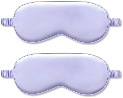 IEKEODI 2 Pack Silk Sleep Masks, Light Blocking Eye Masks, Purple & Purple by IEKEODI