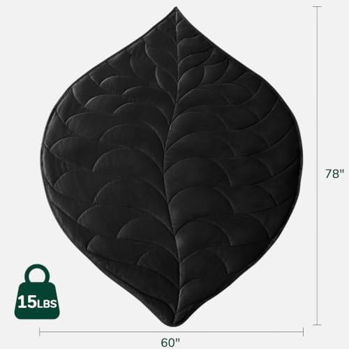 Weighted Blanket for Adults, 15 lbs, 60" x 78", washable Blankets, Black - Image 2