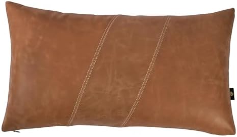 LL LEATHER LOVERS 100% Lambskin Leather Pillow Cover 18x26 Inch – Hand-Stitched Cushion Case with Hidden Zipper, Decorative Throw Cover for Sofa, Bed and Living Room - Rusk Camel Panel Pack of 1 by LLLEATHERLOVERS