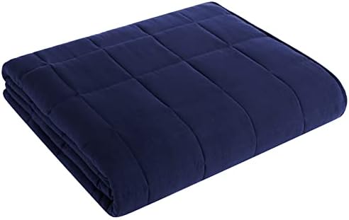 L'AGRATY King Size Weighted Blanket for Adults 25lbs, 80"x87" Cooling Heavy Blanket Microfiber Breathable Big Weighted Throw Blanket for Couple Summer Fall Winter, Navy by LAGRATY