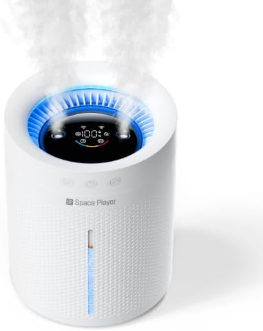 Cordless Air Humidifier for Bedroom Baby, 3L Top Fill Dual Spray Portable by nimin