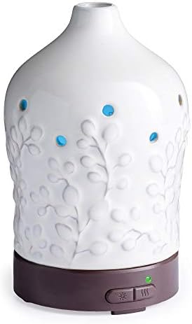 Airome Willow Medium Essential Oil Diffuser|100 mL Humidifying Ultrasonic Aromatherapy Diffuser 8 Colorful LED Lights, Intermittent & Continual Mist, Auto Shut-Off by Airom%C3%A9